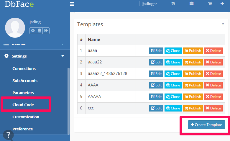 Create Smarty template in DbFace