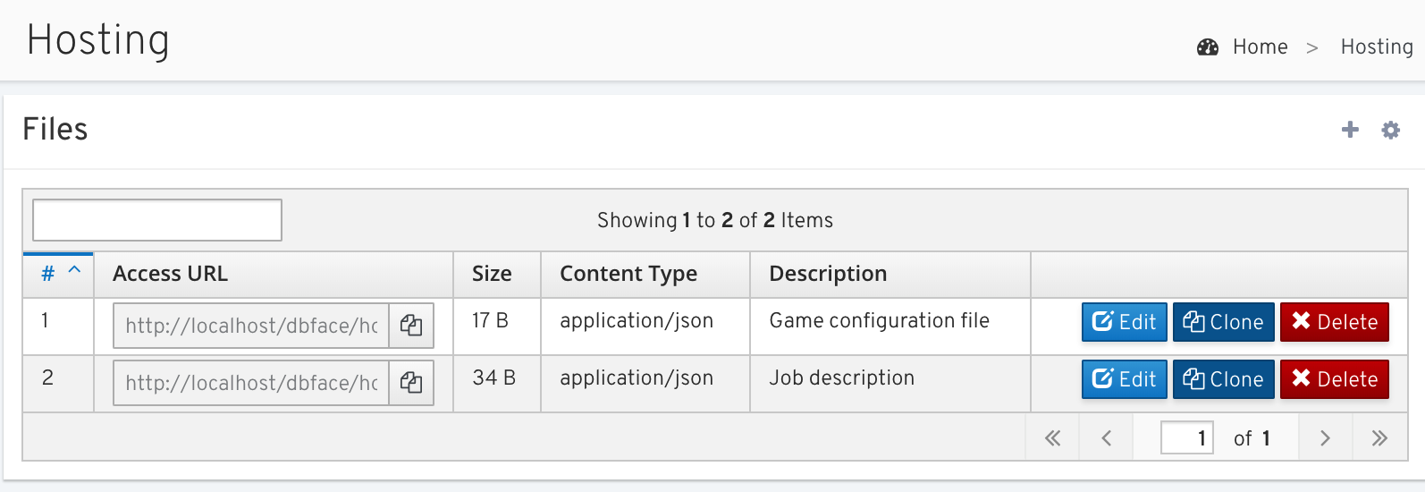 Hosting static files in DbFace